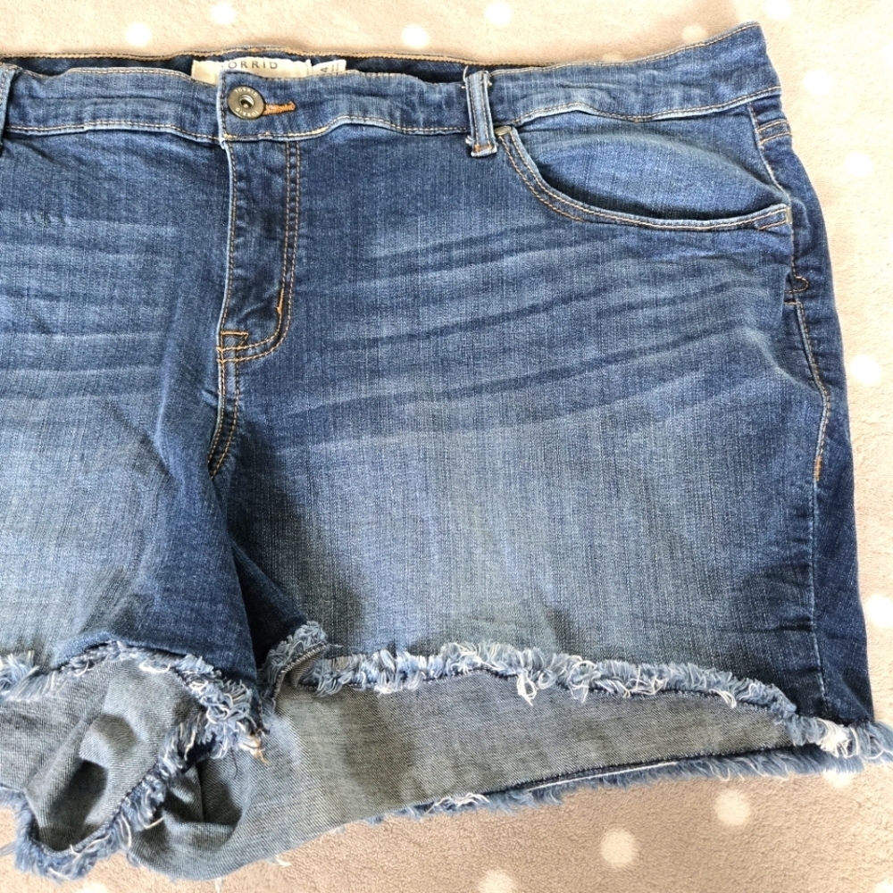 Torrid Blue Jean Shorts | Size 24 | Frayed Hem - Picture 5 of 14